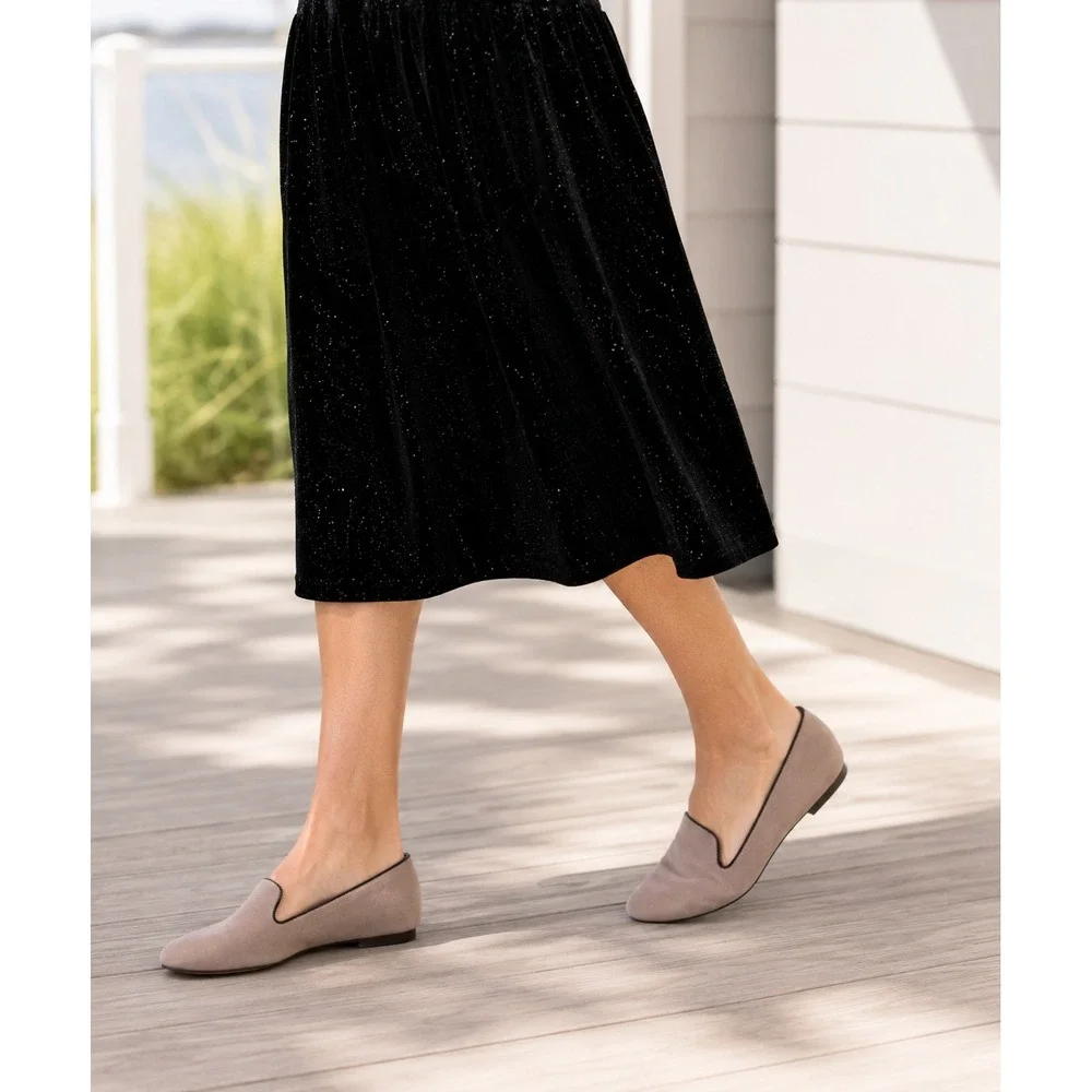 NEW J.Crew‎ Addie Smoking Slipper Loafers Women 9 Suede Black Pale Thistle